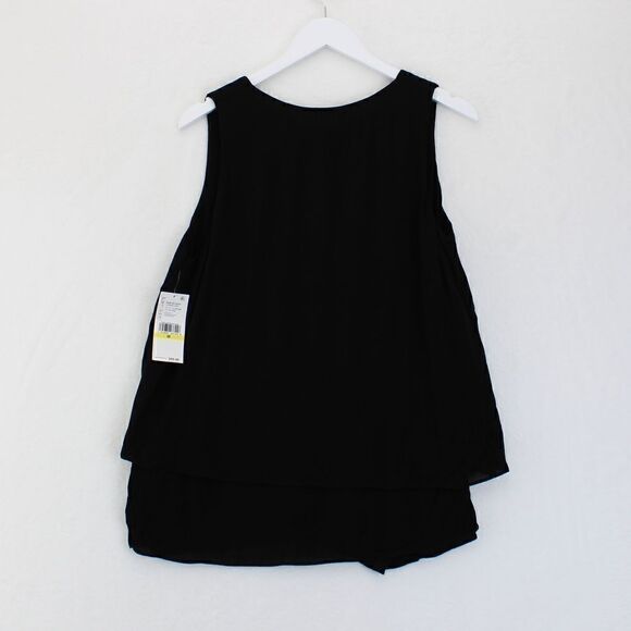 Karen Kane V-Neck Layered Asymmetrical Tank in Black - Picture 3 of 3